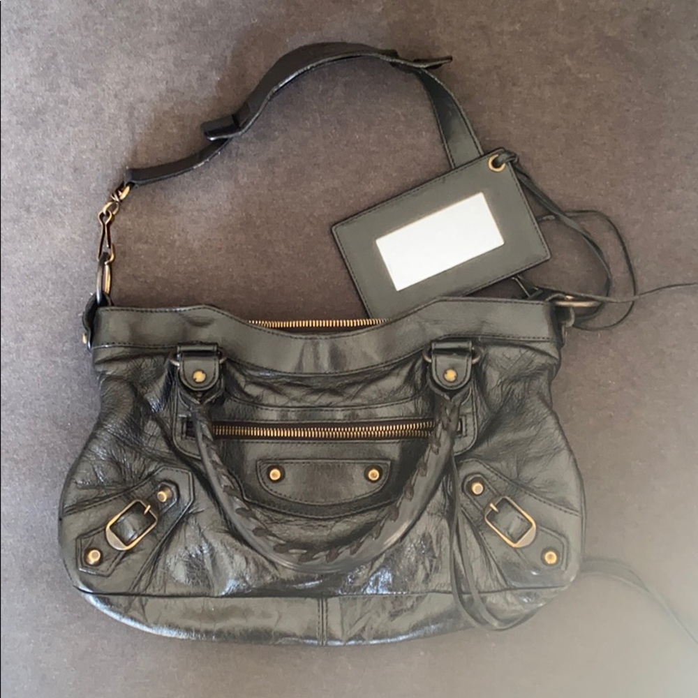 Balenciaga First Black Leather Shoulder Bag